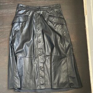 Banana Republic Black faux Leather Button-Down Skirt
